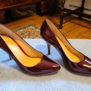 Burgundy patten leather shoes